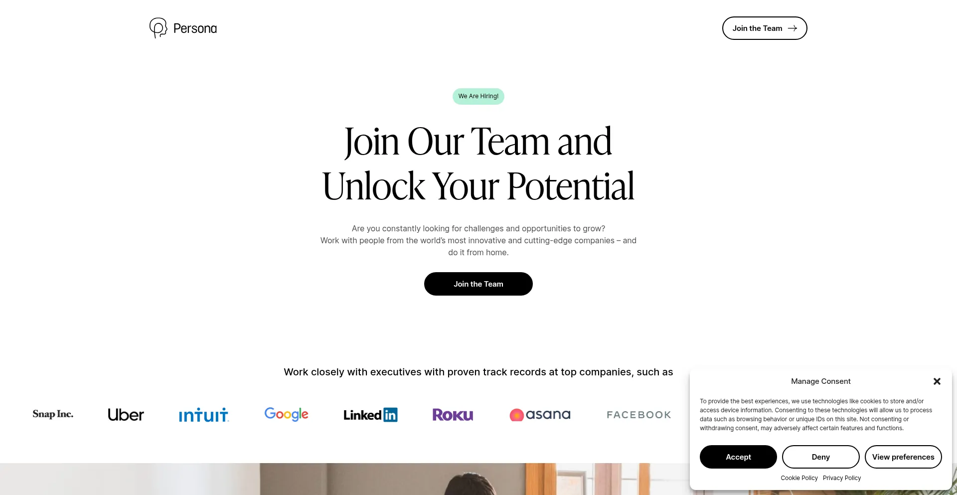 Website screenshot of Careers.personatalent.com