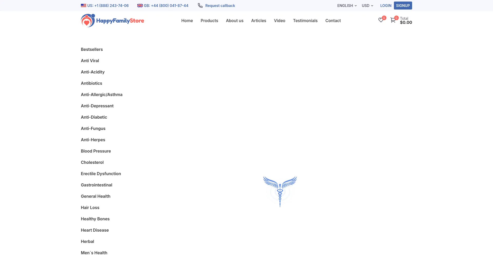 Website screenshot of Carehealthlife.com