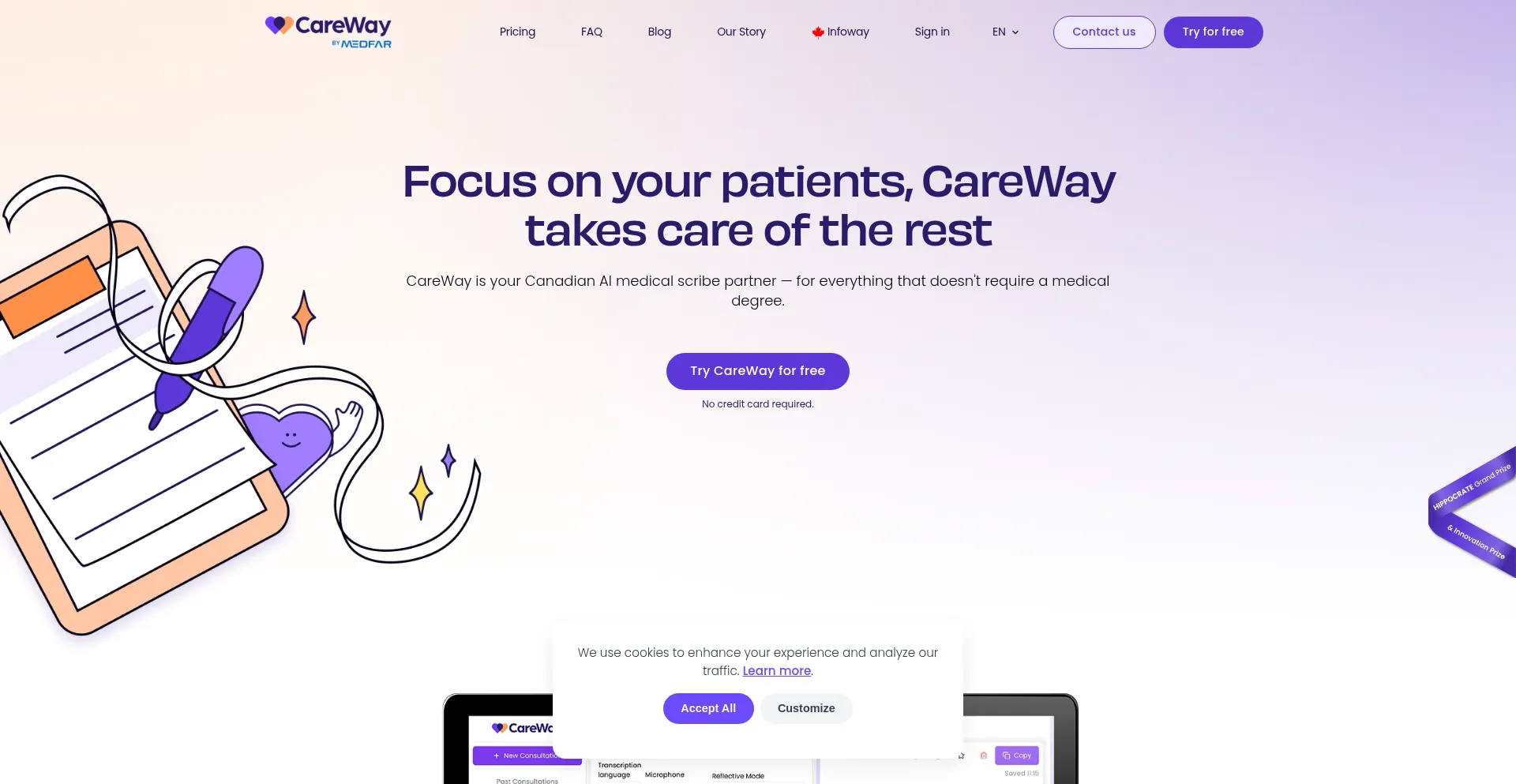 Website screenshot of Careway.ai