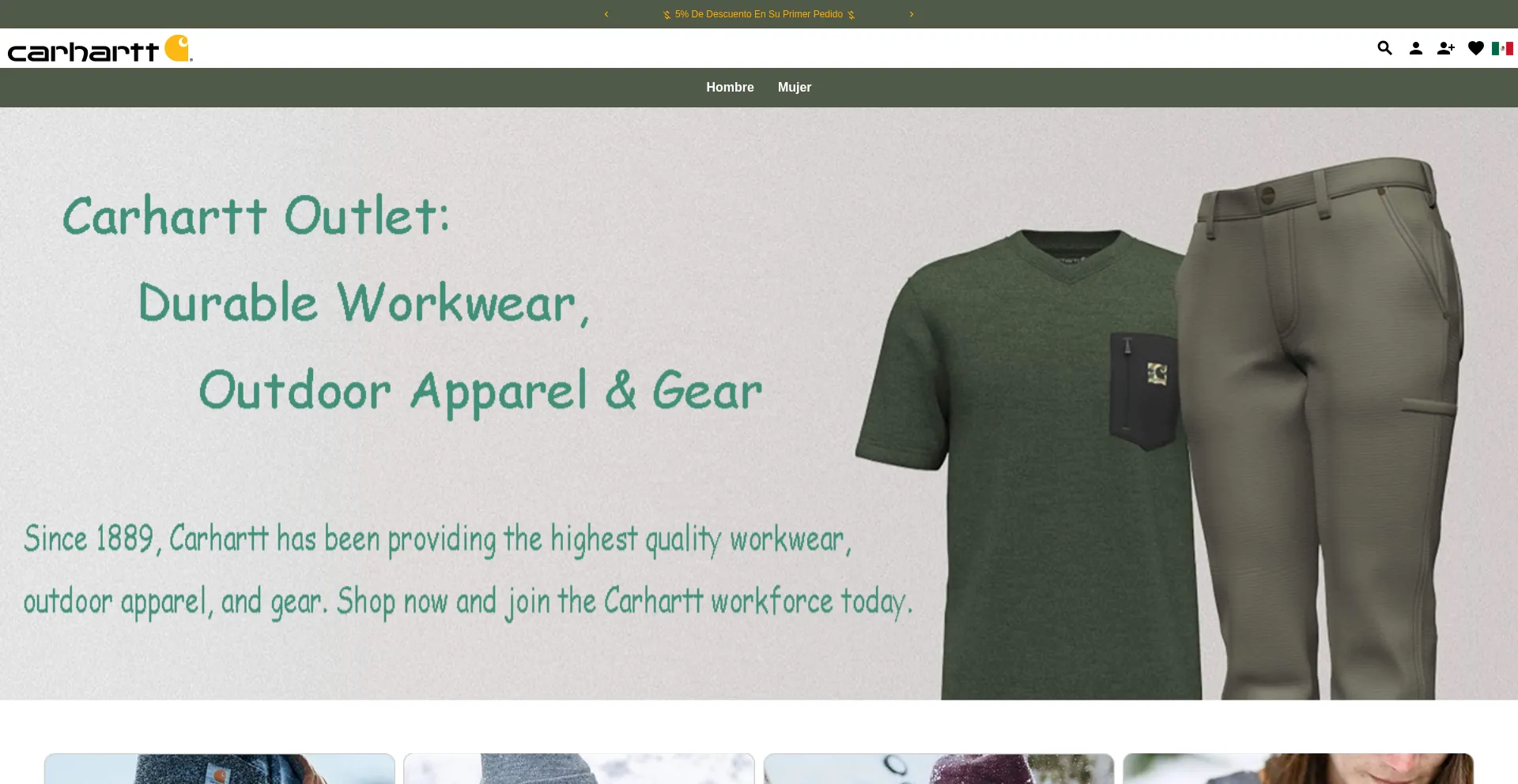 Website screenshot of Carharttwipmexico.com.mx
