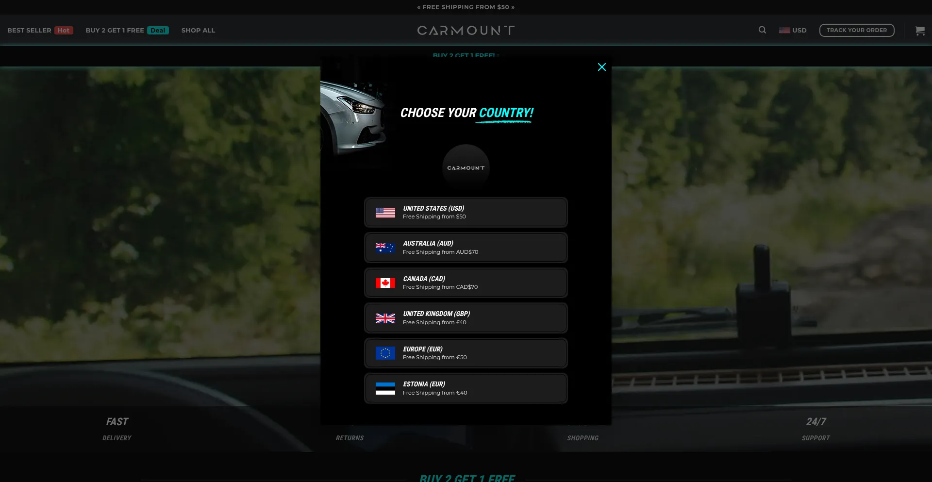 Website screenshot of Carmount.com