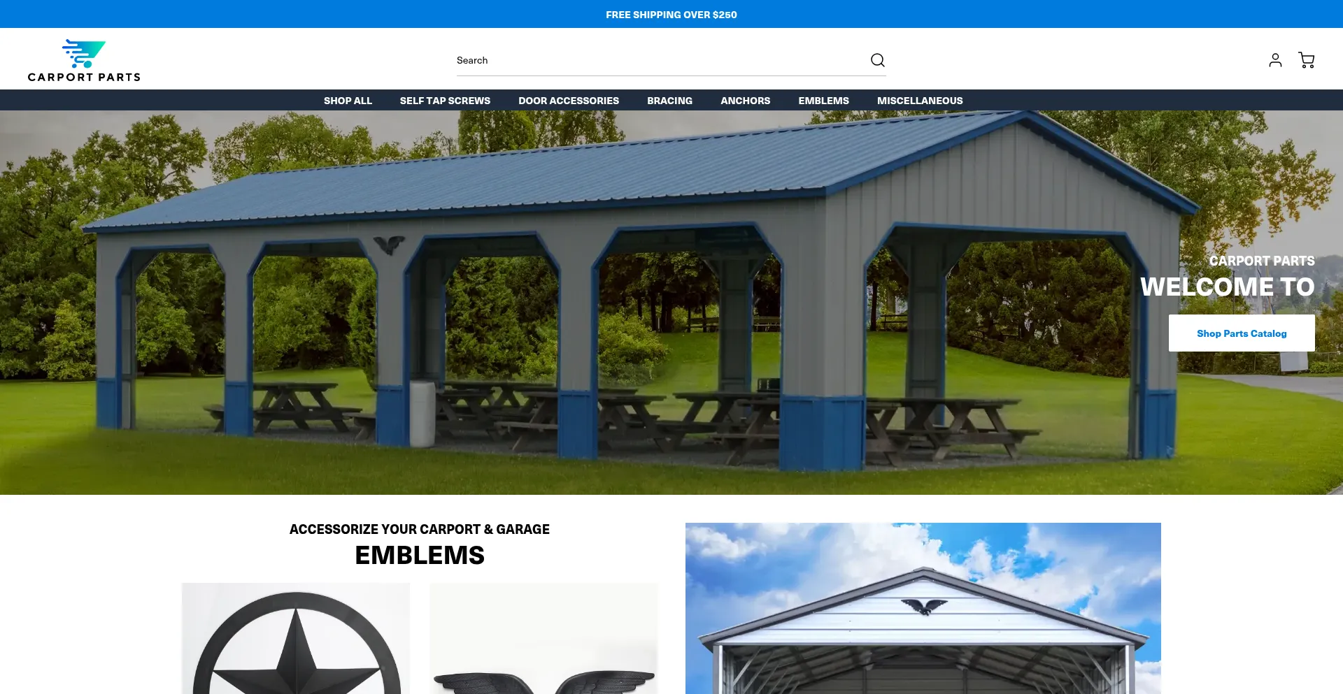 Website screenshot of Carportparts.com