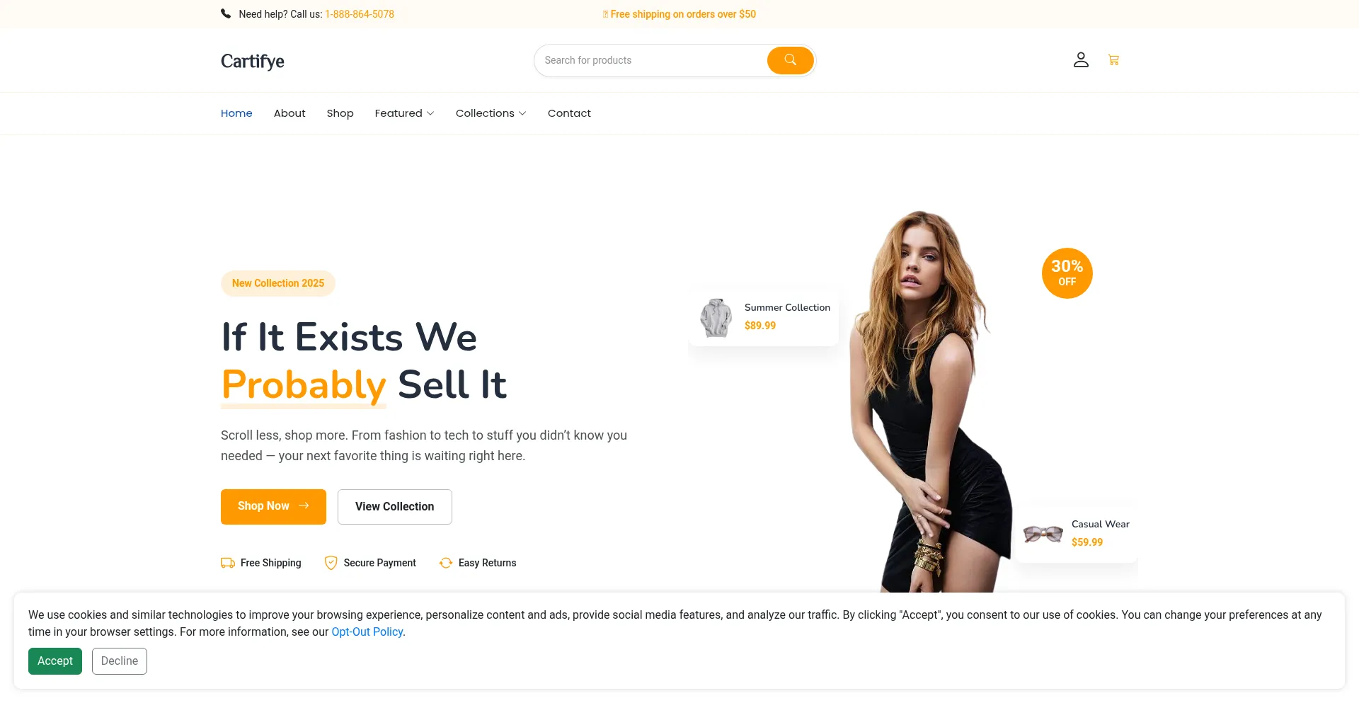 Website screenshot of Cartifye.com