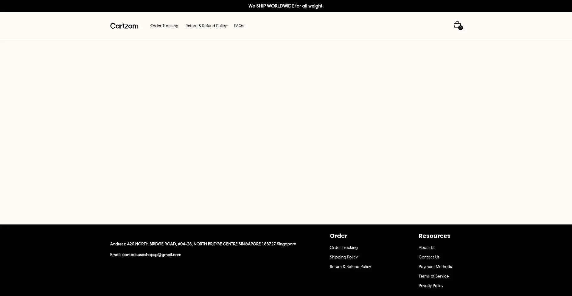 Website screenshot of Cartzom.com