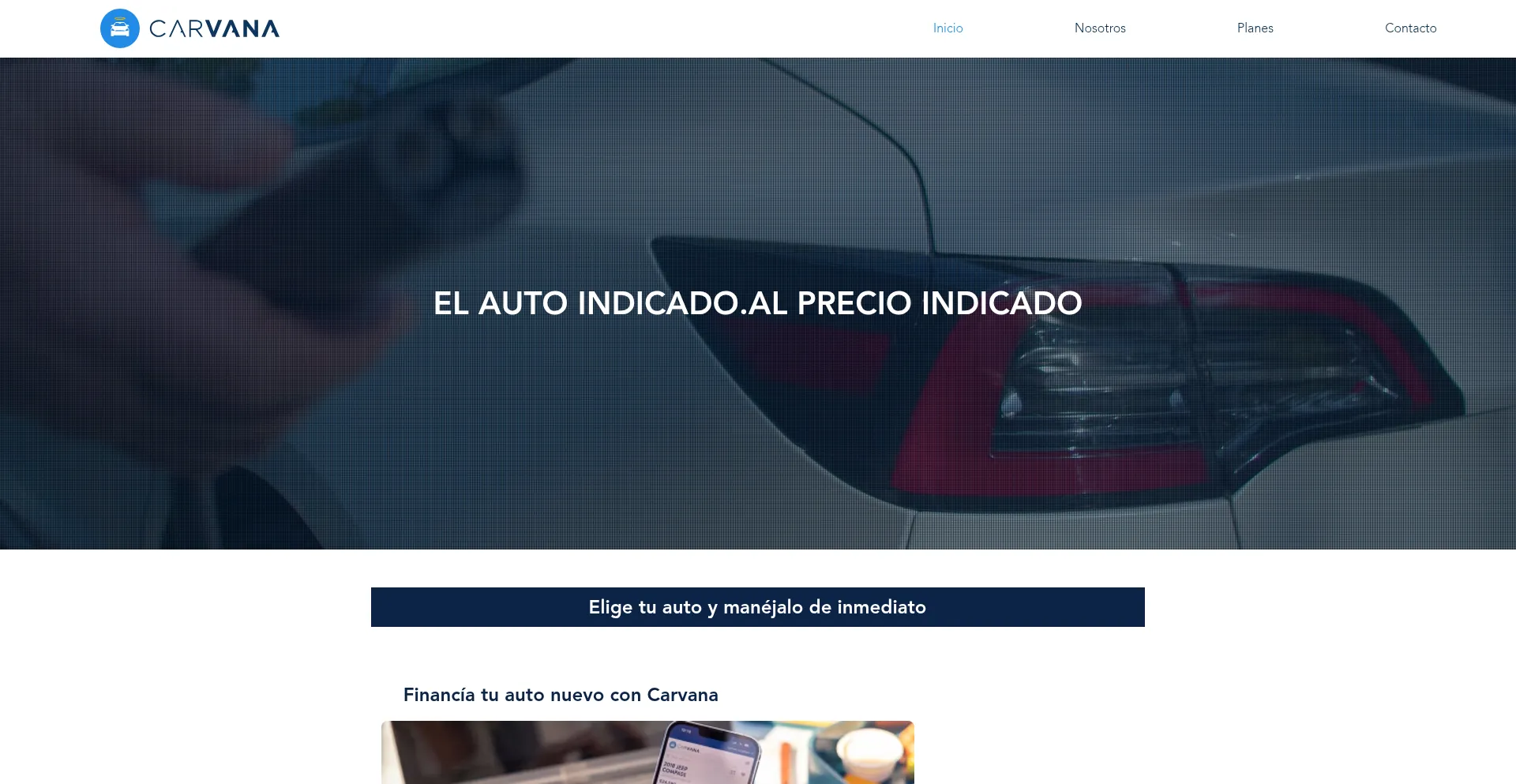 Website screenshot of Carvanamx.com