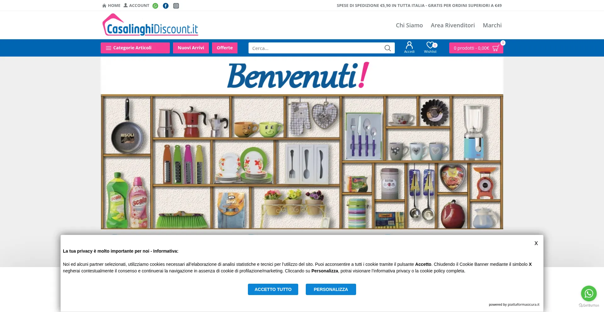 Website screenshot of Casalinghidiscount.it
