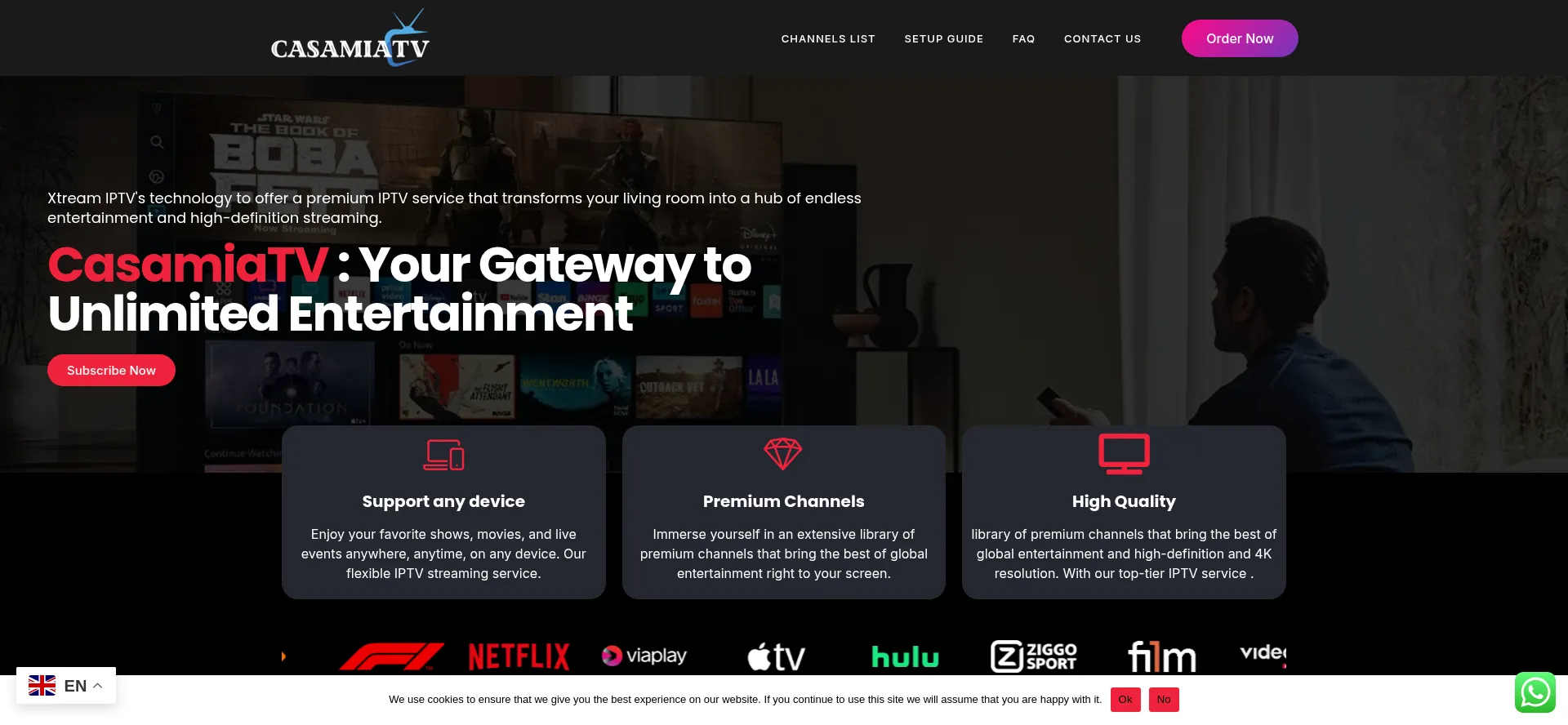 Website screenshot of Casamiatv.com