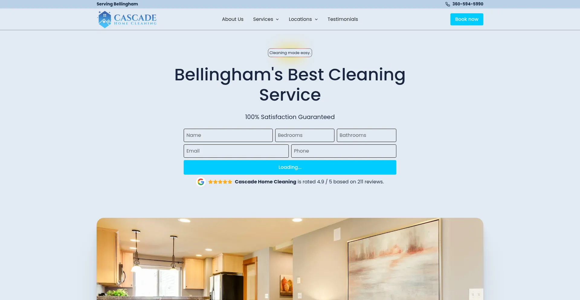 Website screenshot of Cascadehomecleaning.com