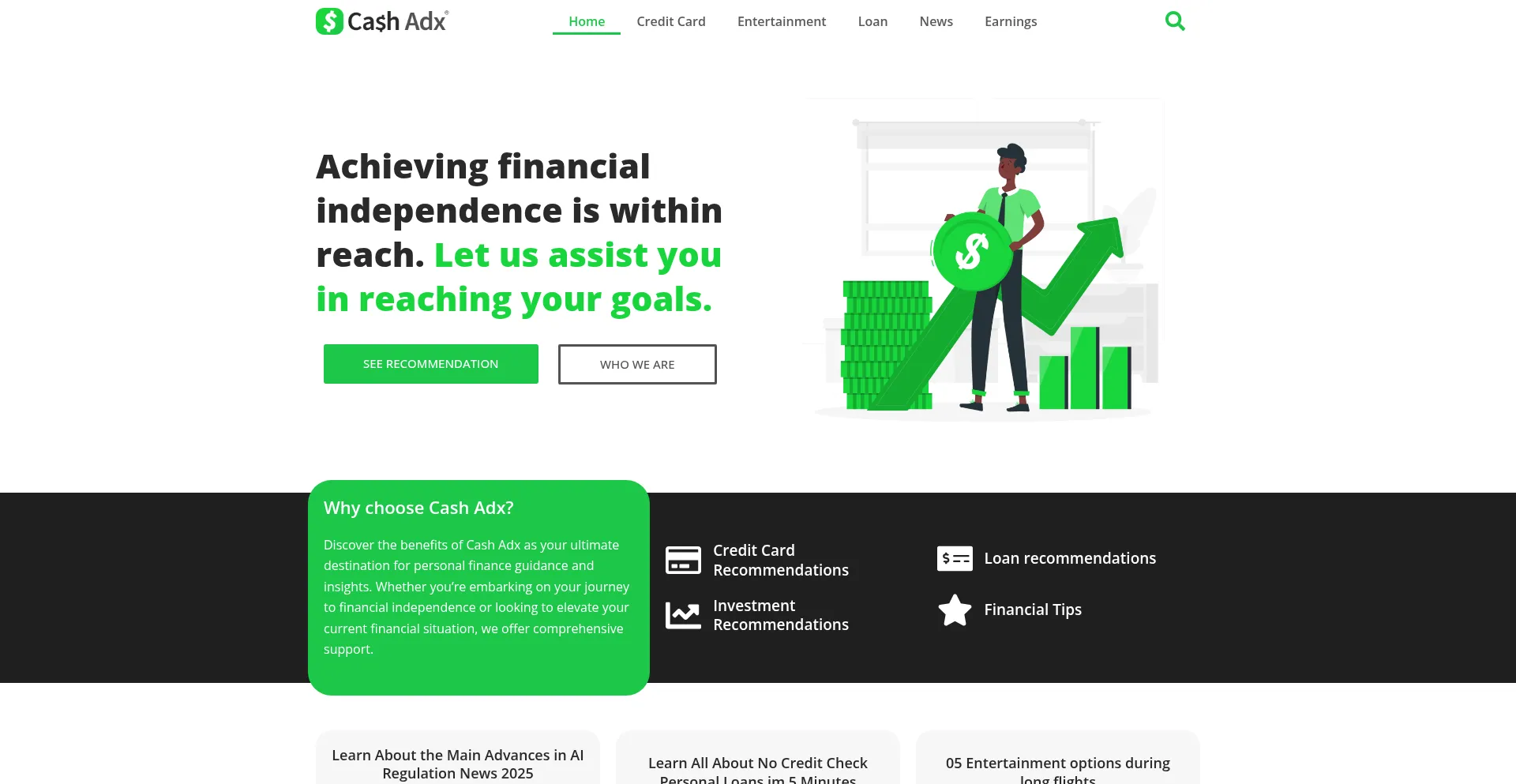 Website screenshot of Cashadx.com