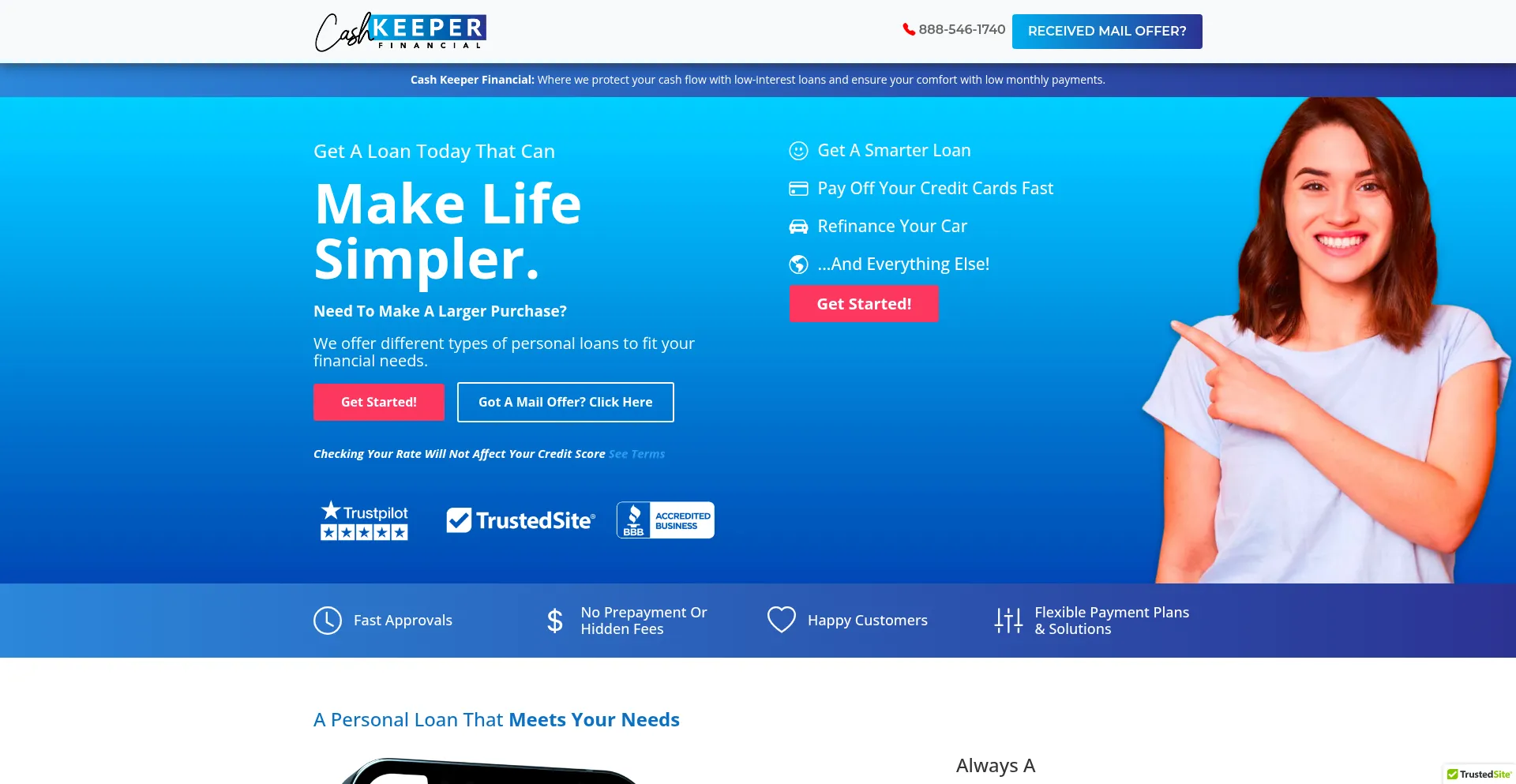 Website screenshot of Cashkeeperfinancial.com
