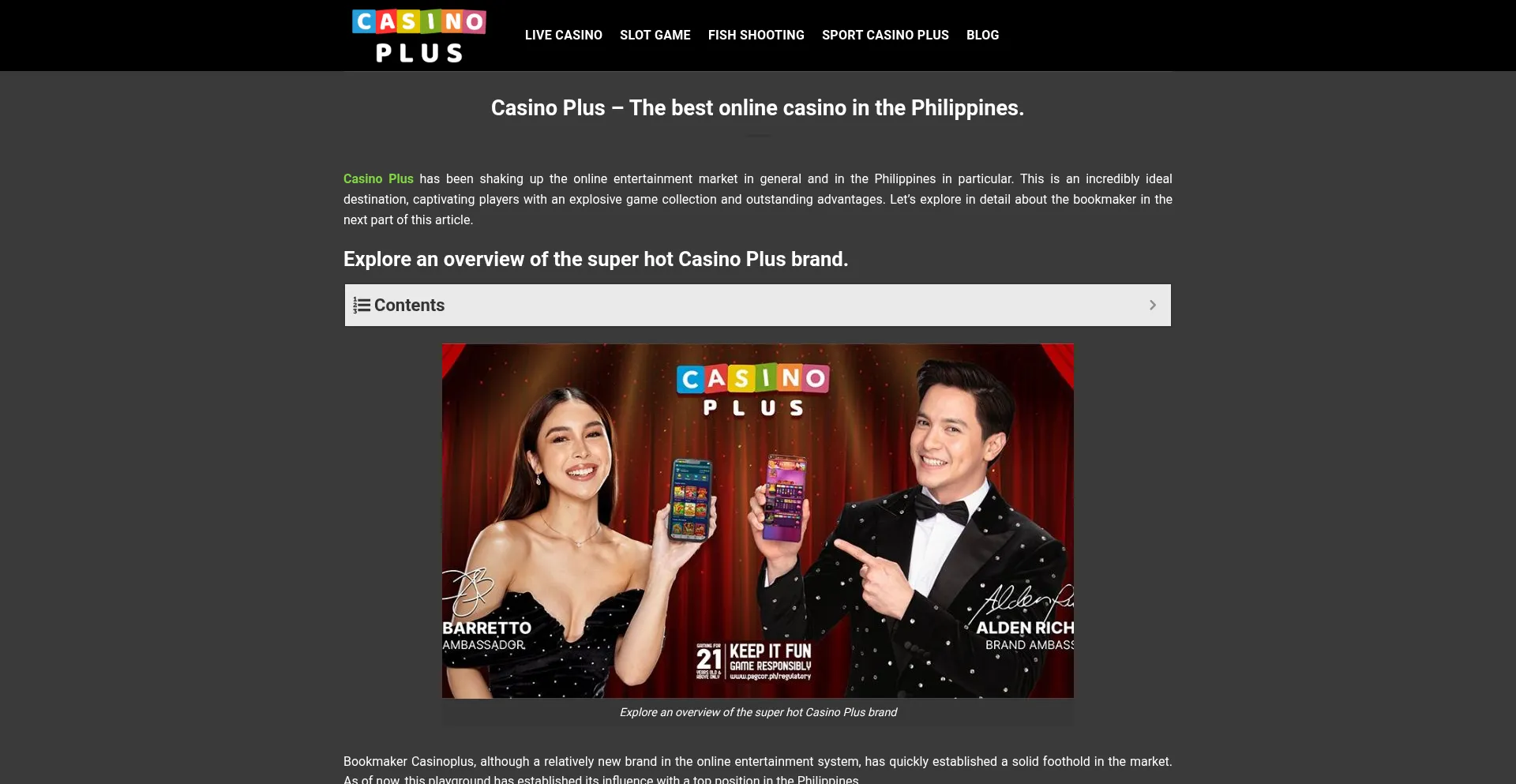 Website screenshot of Casinoplus.bike