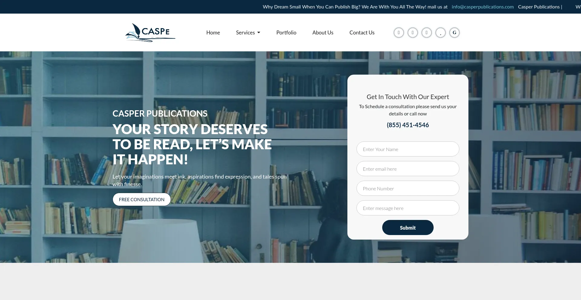 Website screenshot of Casperpublications.com