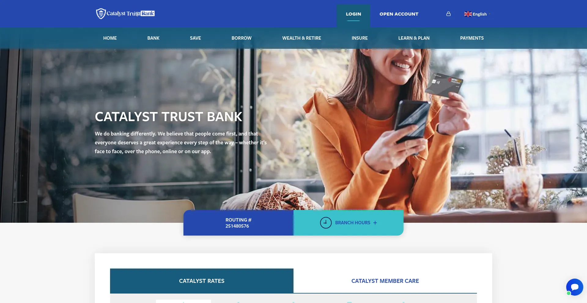 Website screenshot of Catalysttrustbank.com