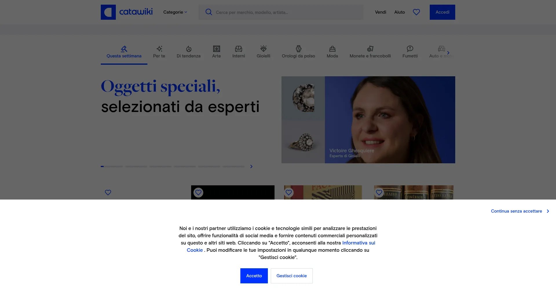 Website screenshot of Catawiki.it