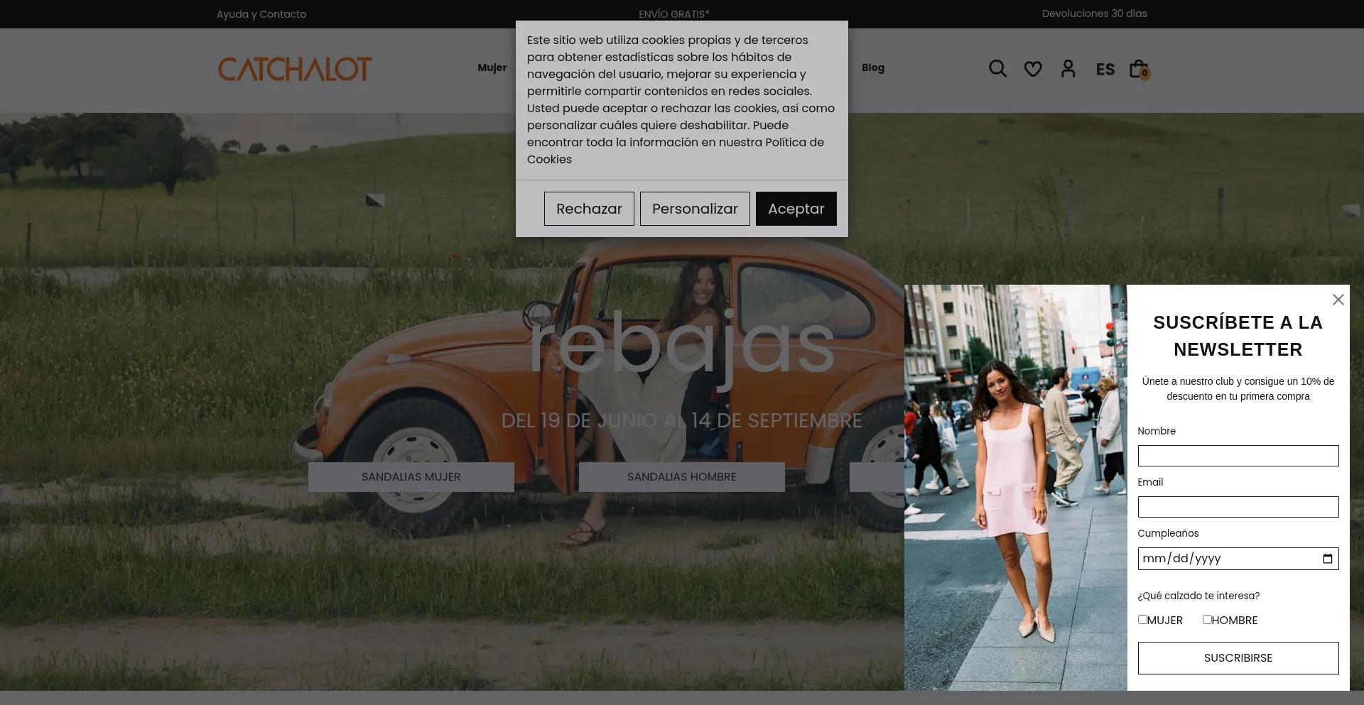Website screenshot of Catchalot.es