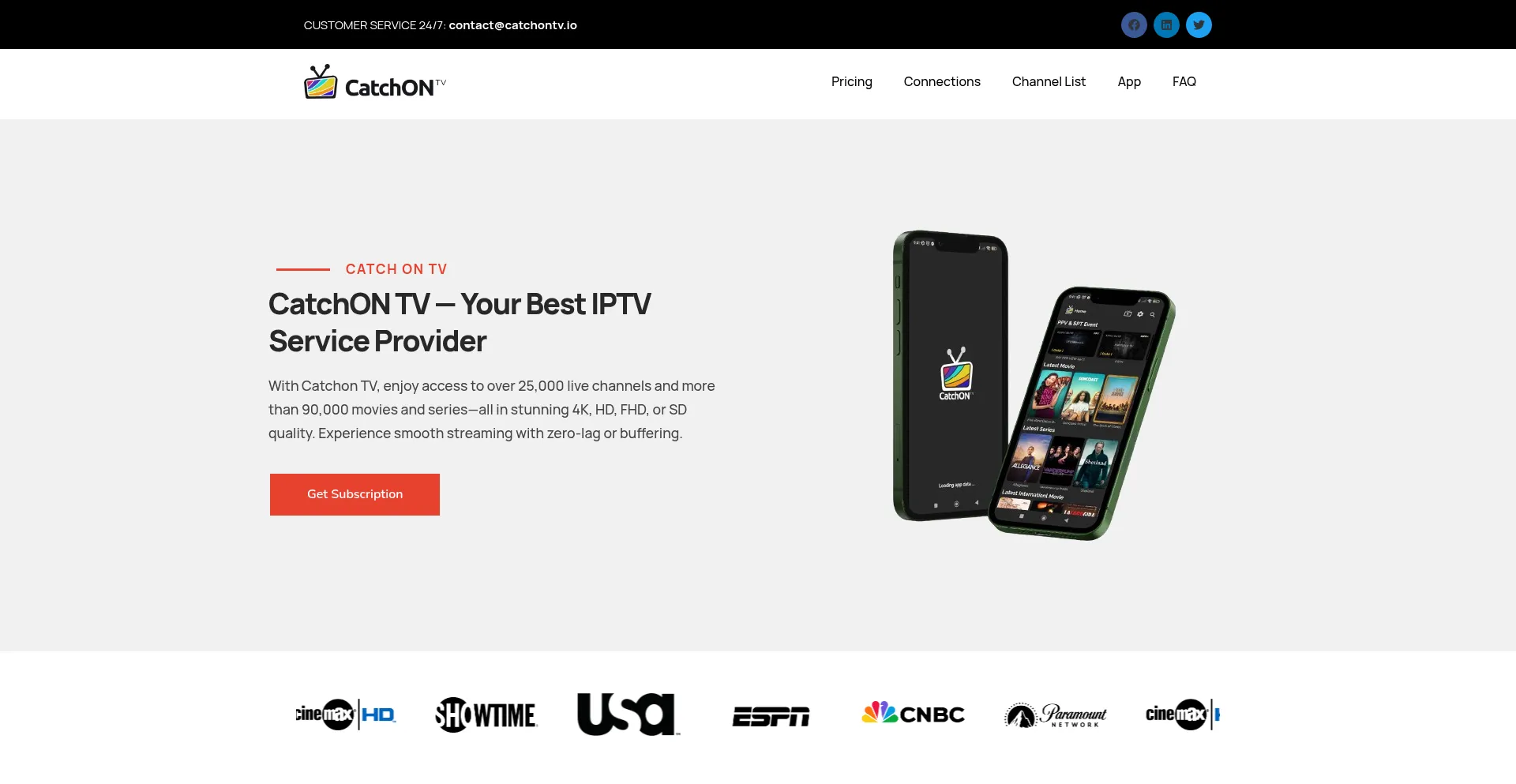 Website screenshot of Catchontv.io