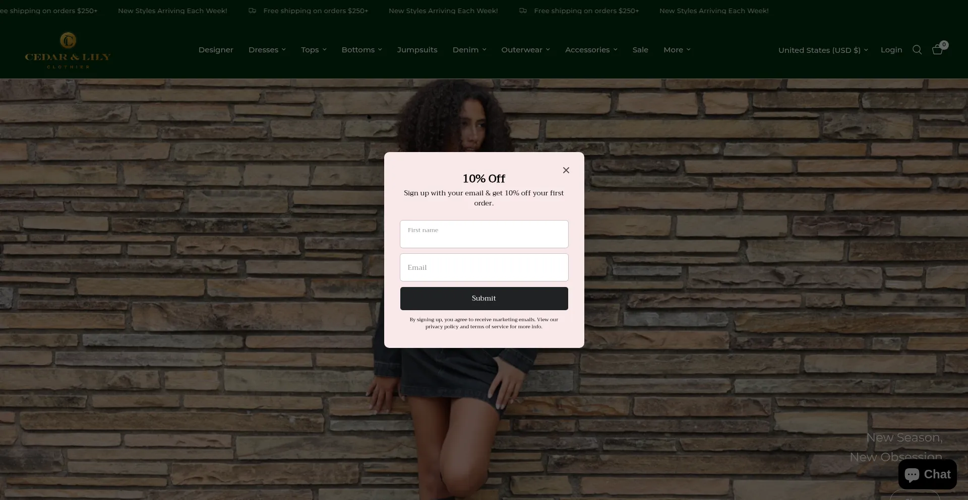 Cedarandlilyclothier.com Screenshot