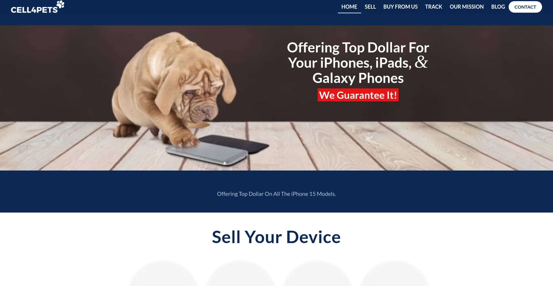 Website screenshot of Cell4pets.com