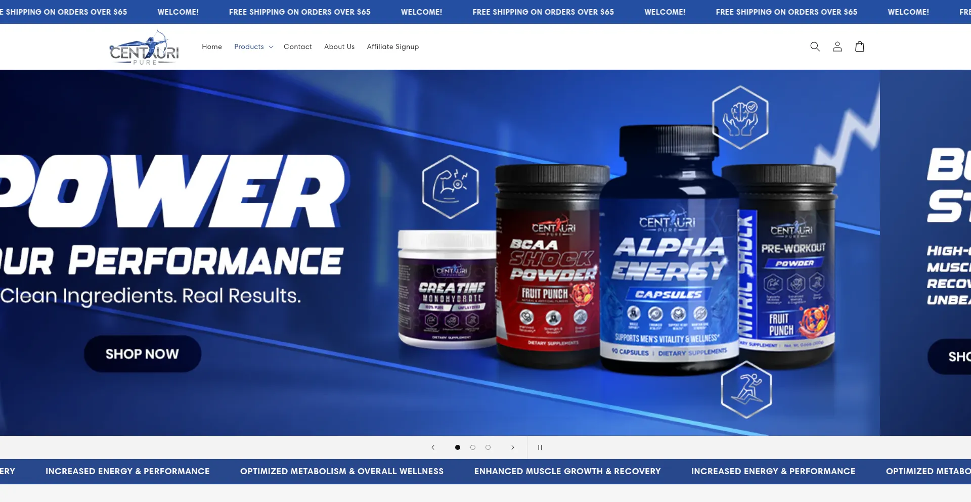 Website screenshot of Centauripure.com