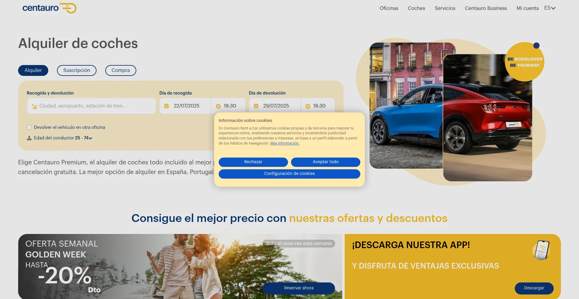 Website screenshot of Centauro.net