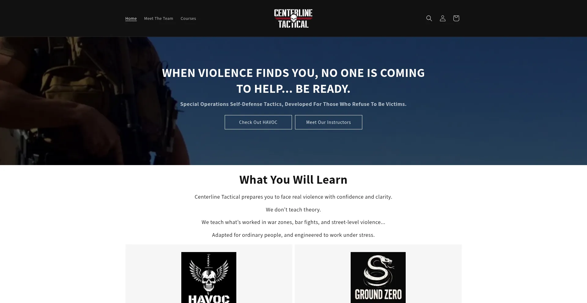 Website screenshot of Centerlinetactical.com
