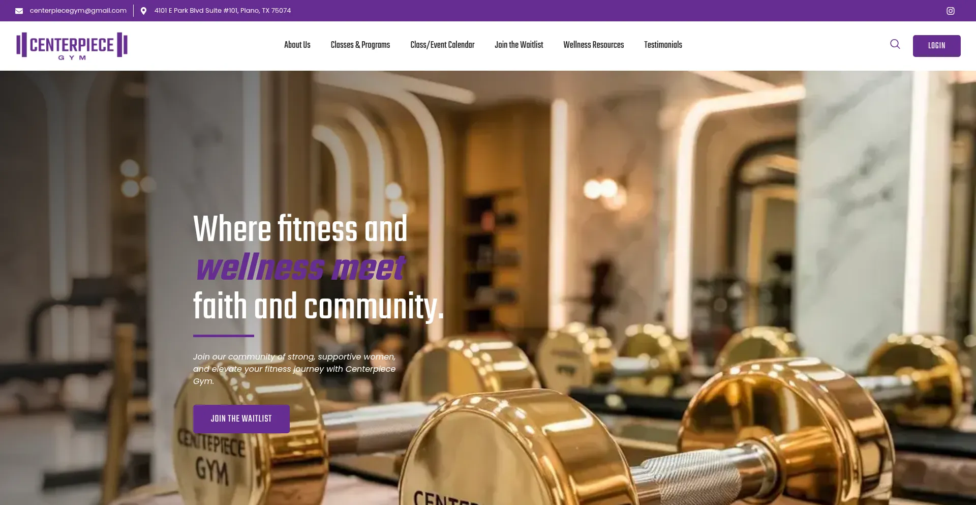 Website screenshot of Centerpiecegym.com
