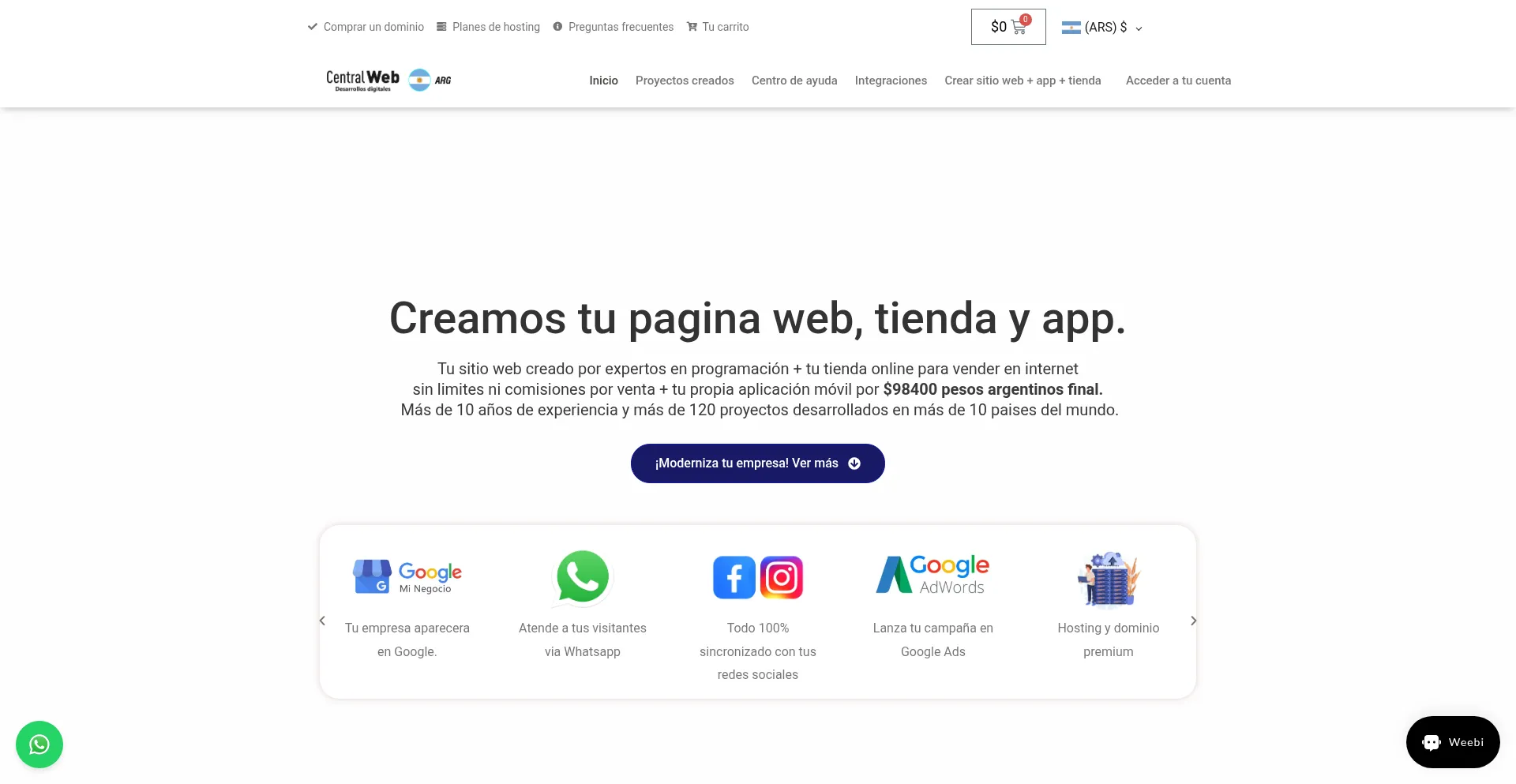 Website screenshot of Centralweb.info