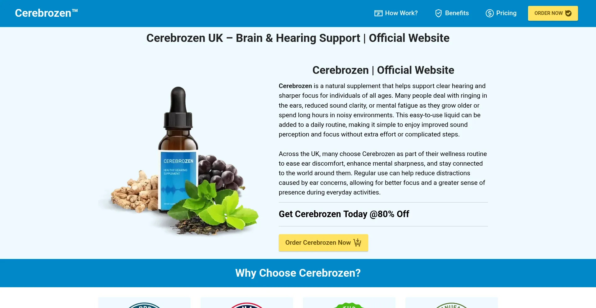 Website screenshot of Cerebrozen.co.uk