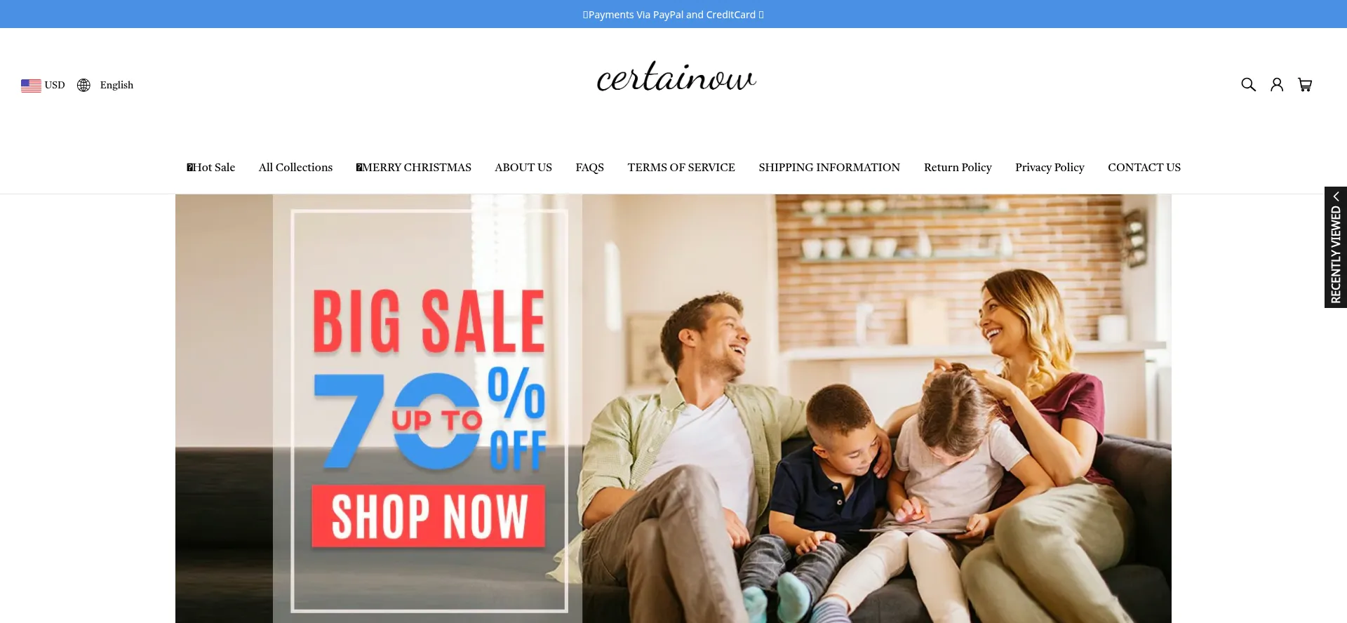 Website screenshot of Certainow.com