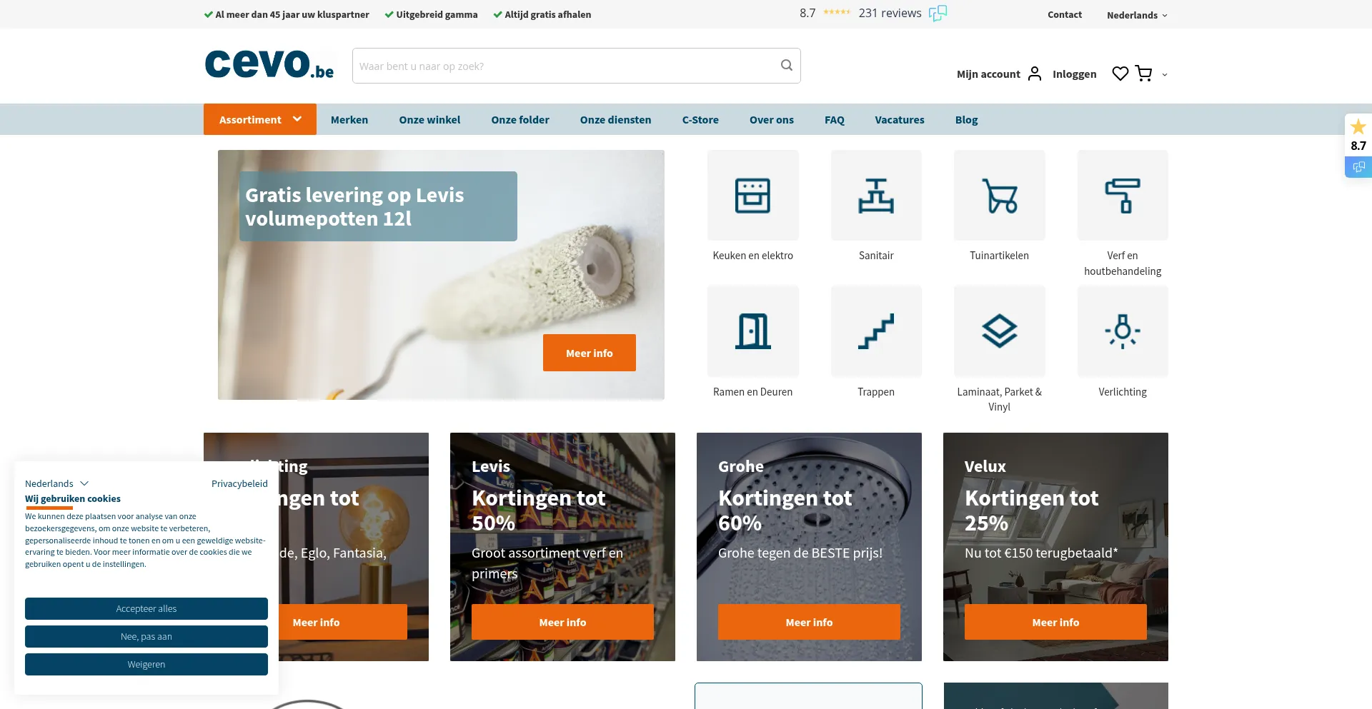 Website screenshot of Cevo.be