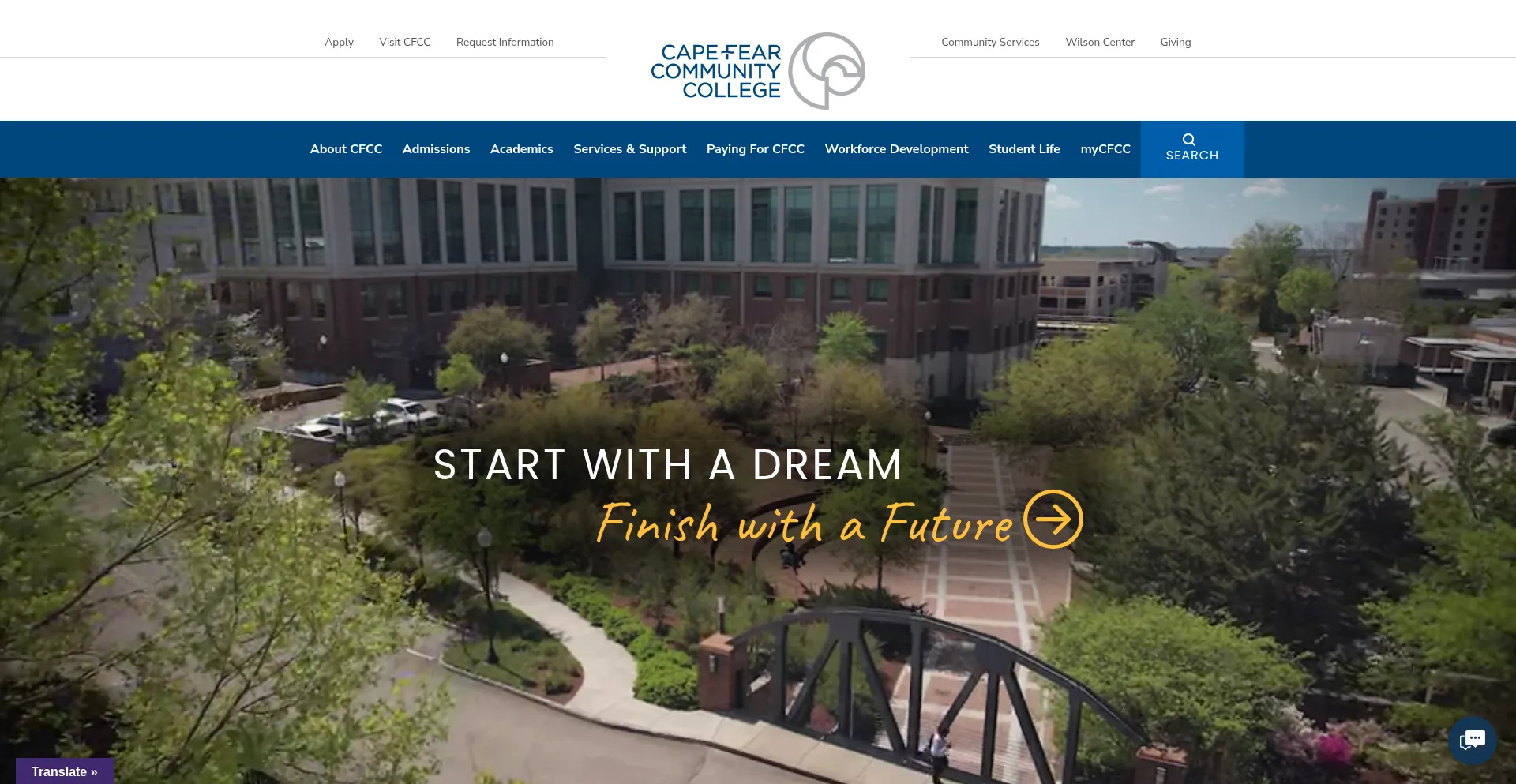 Website screenshot of Cfcc.edu