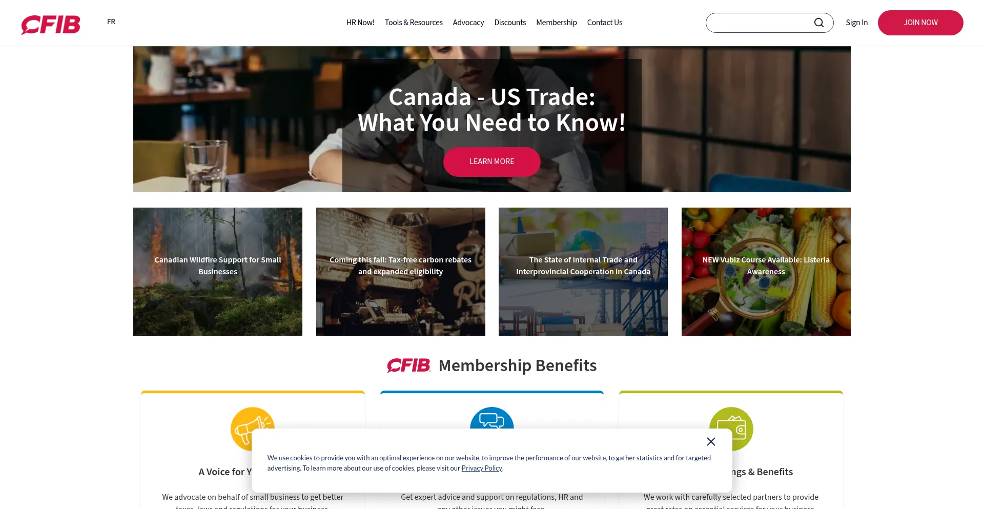 Website screenshot of Cfib-fcei.ca