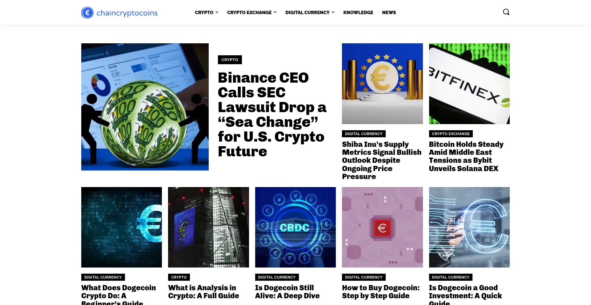 Website screenshot of Chaincryptocoins.com