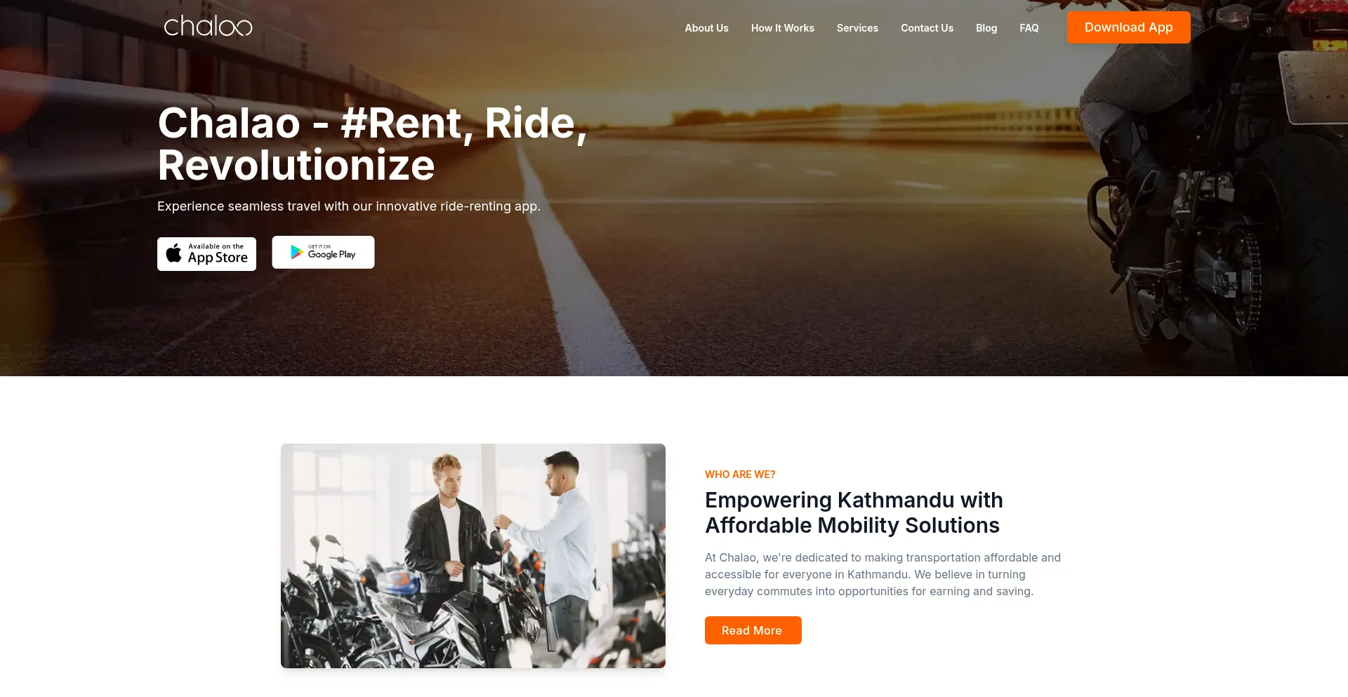 Website screenshot of Chalao.rentals