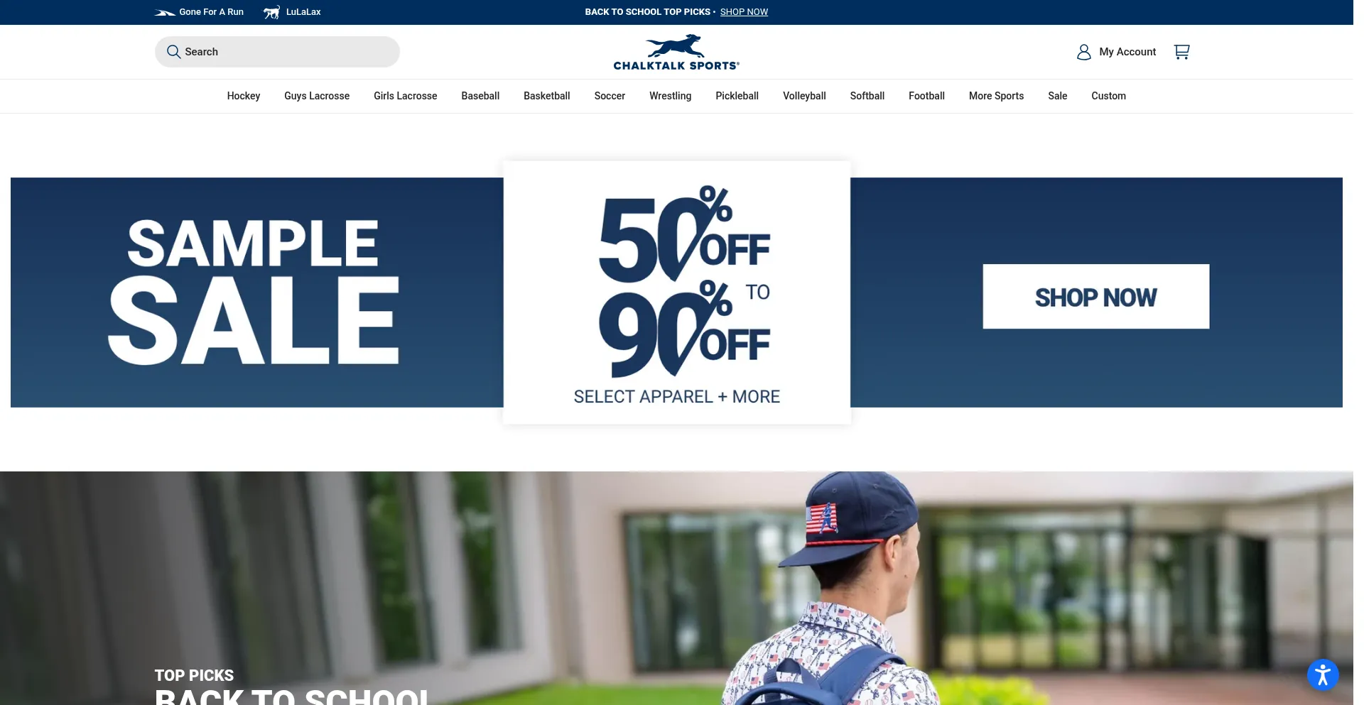 Website screenshot of Chalktalksports.com