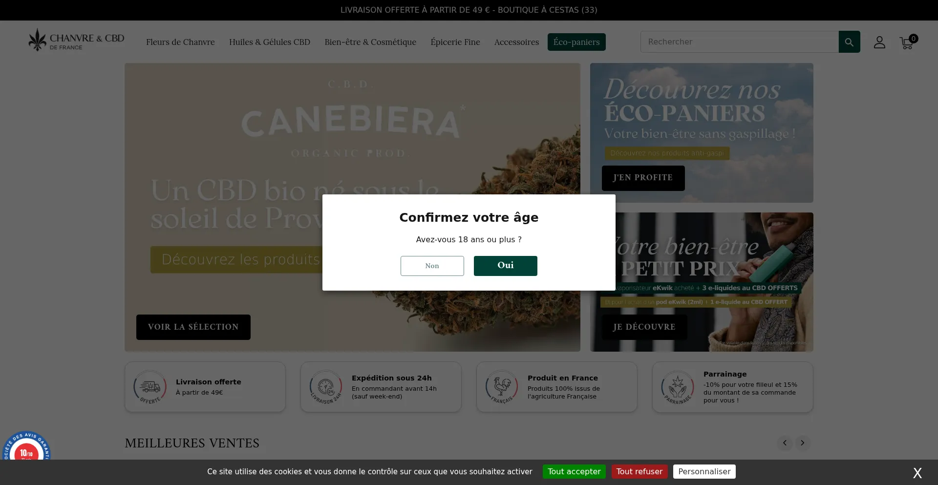 Website screenshot of Chanvreetcbddefrance.fr