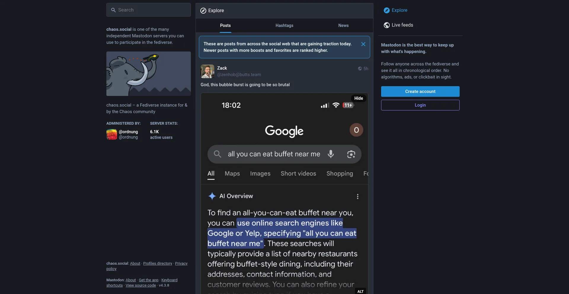 Website screenshot of Chaos.social