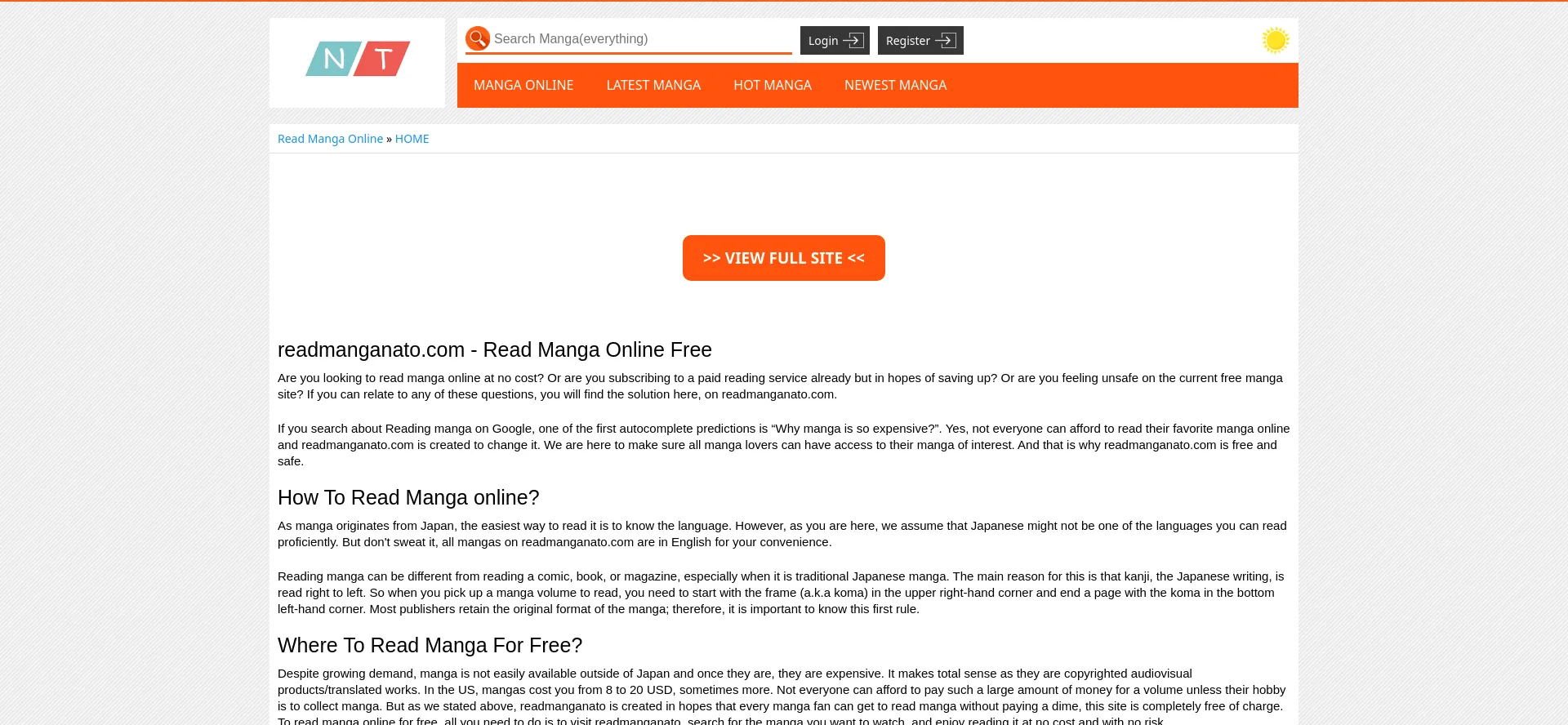 Website screenshot of Chapmanganato.to