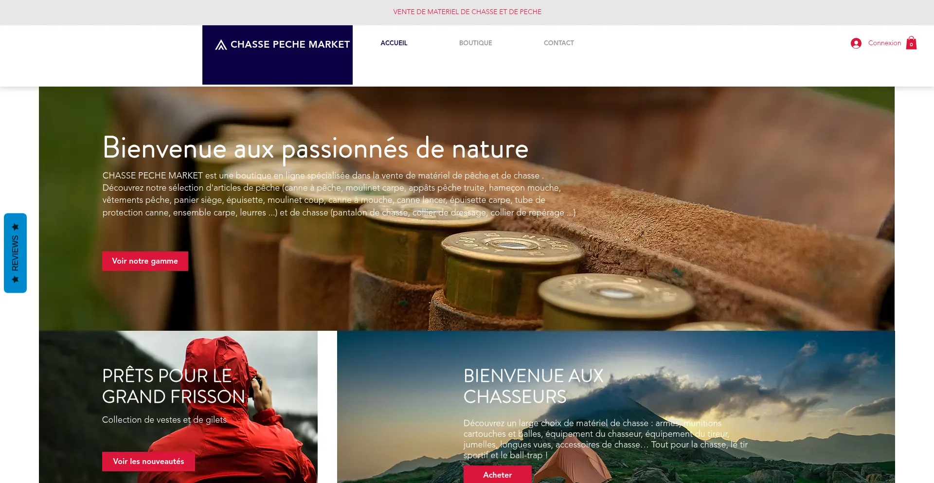 Website screenshot of Chassepeche-occasion.com