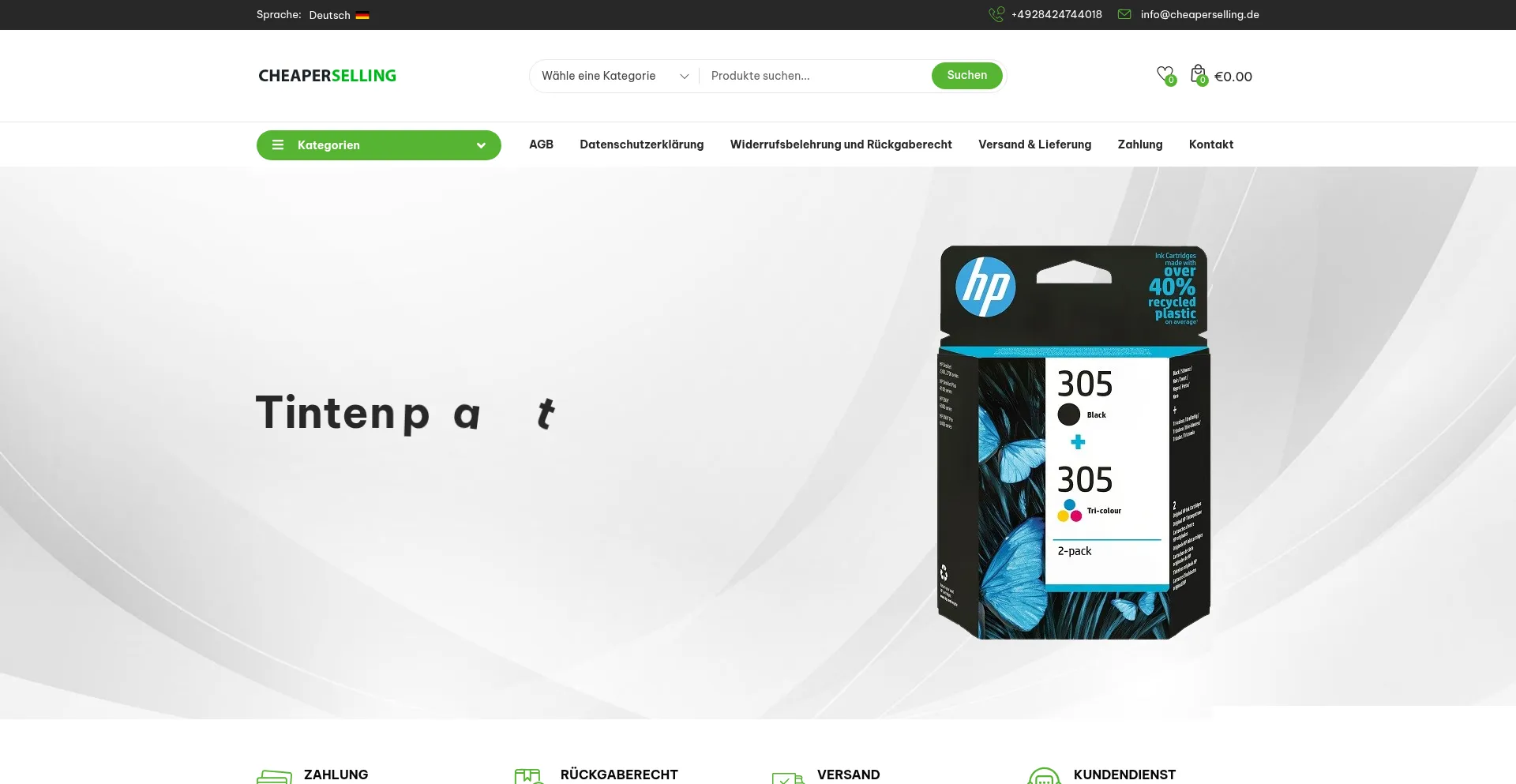 Website screenshot of Cheaperselling.de