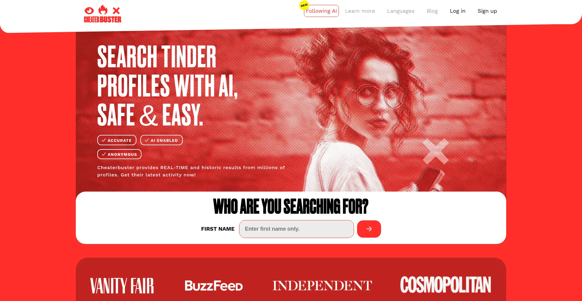 Website screenshot of Cheaterbuster.com
