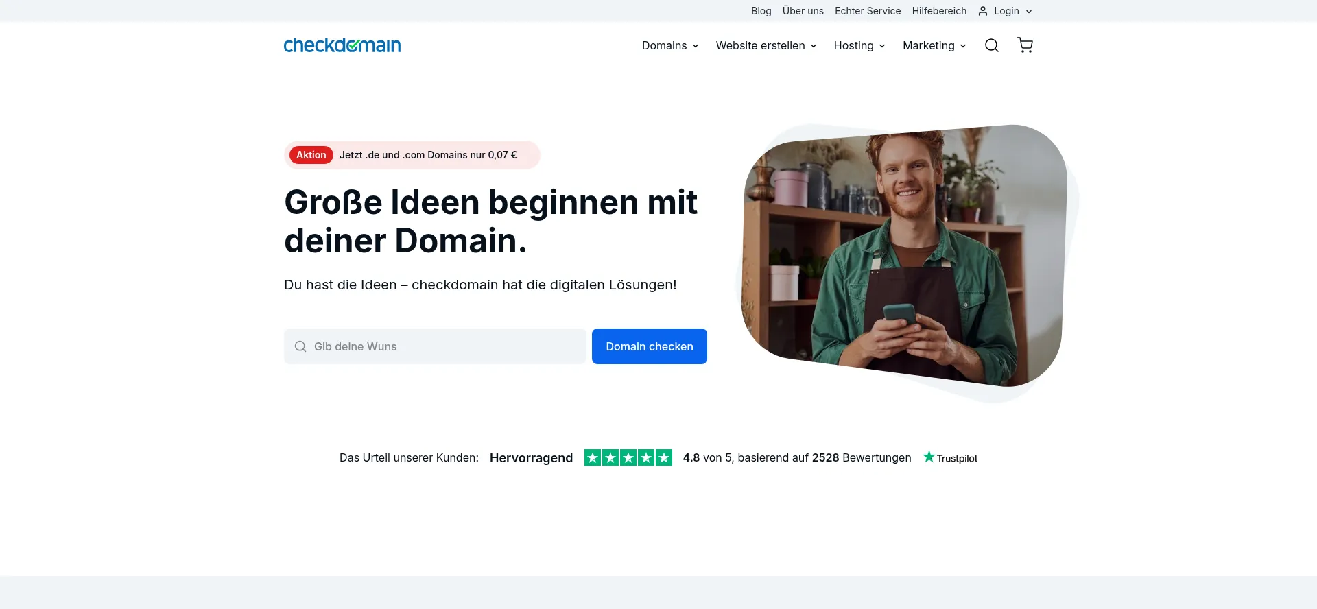 Website screenshot of Checkdomain.de