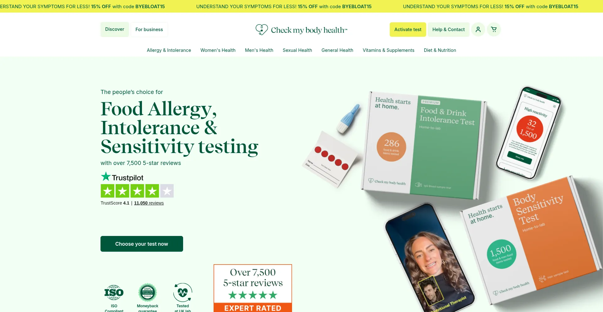 Website screenshot of Checkmybodyhealth.com