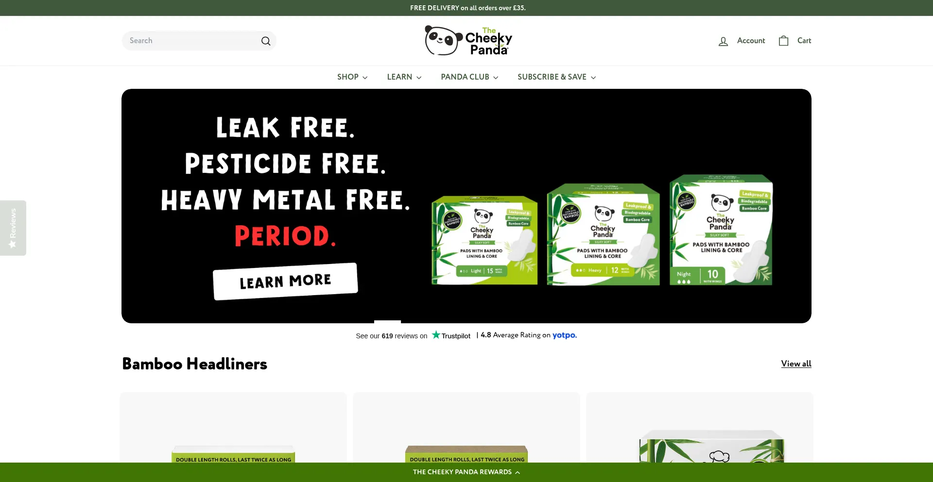 Website screenshot of Cheekypanda.com