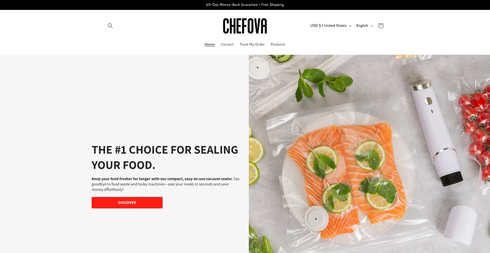 Website screenshot of Chefova.com
