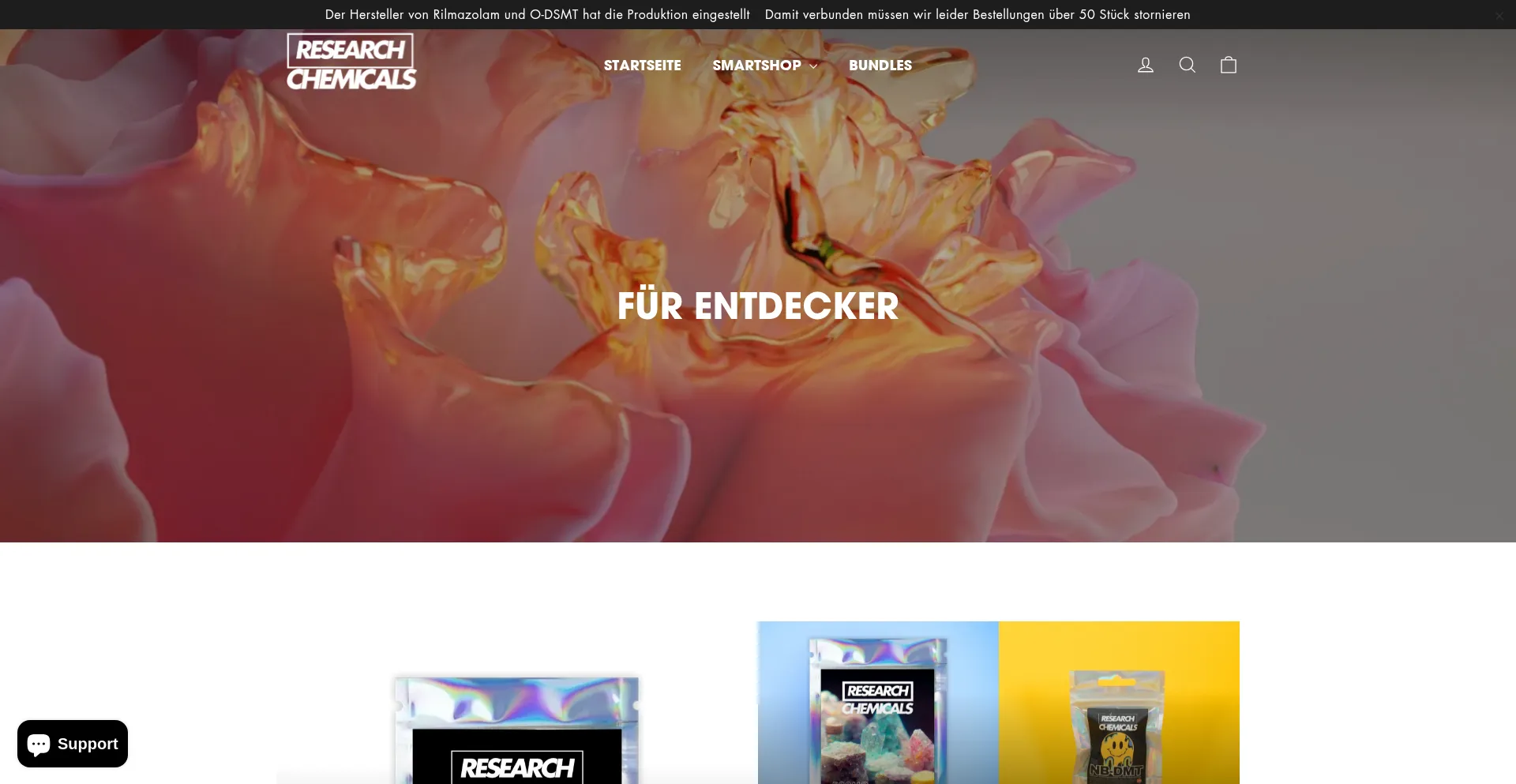 Website screenshot of Chemicals-research.de