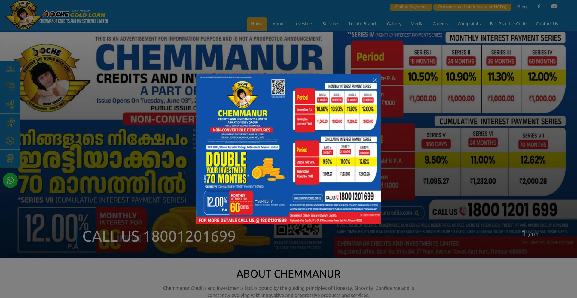 Website screenshot of Chemmanurcredits.com