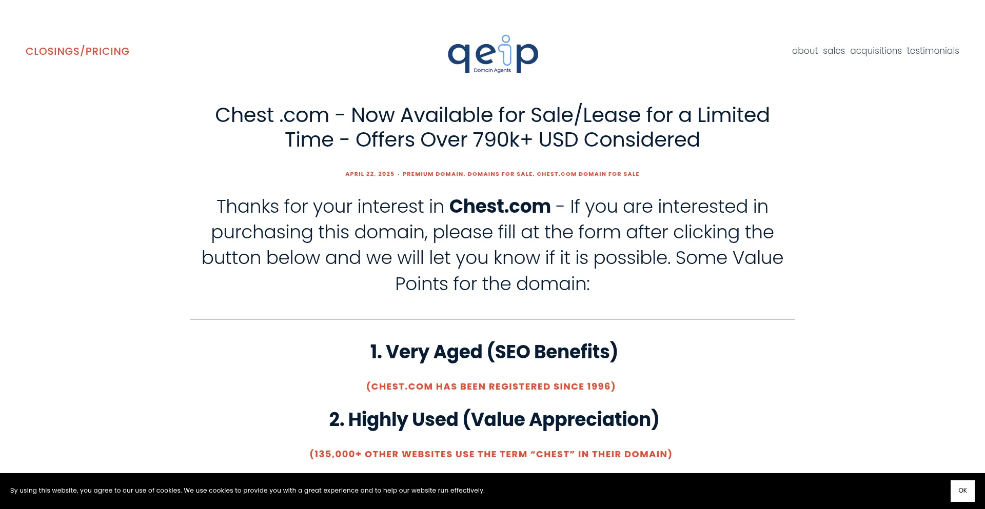 Website screenshot of Chest.com