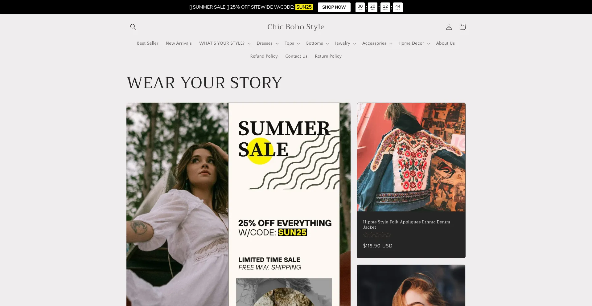 Website screenshot of Chicbohostyle.com