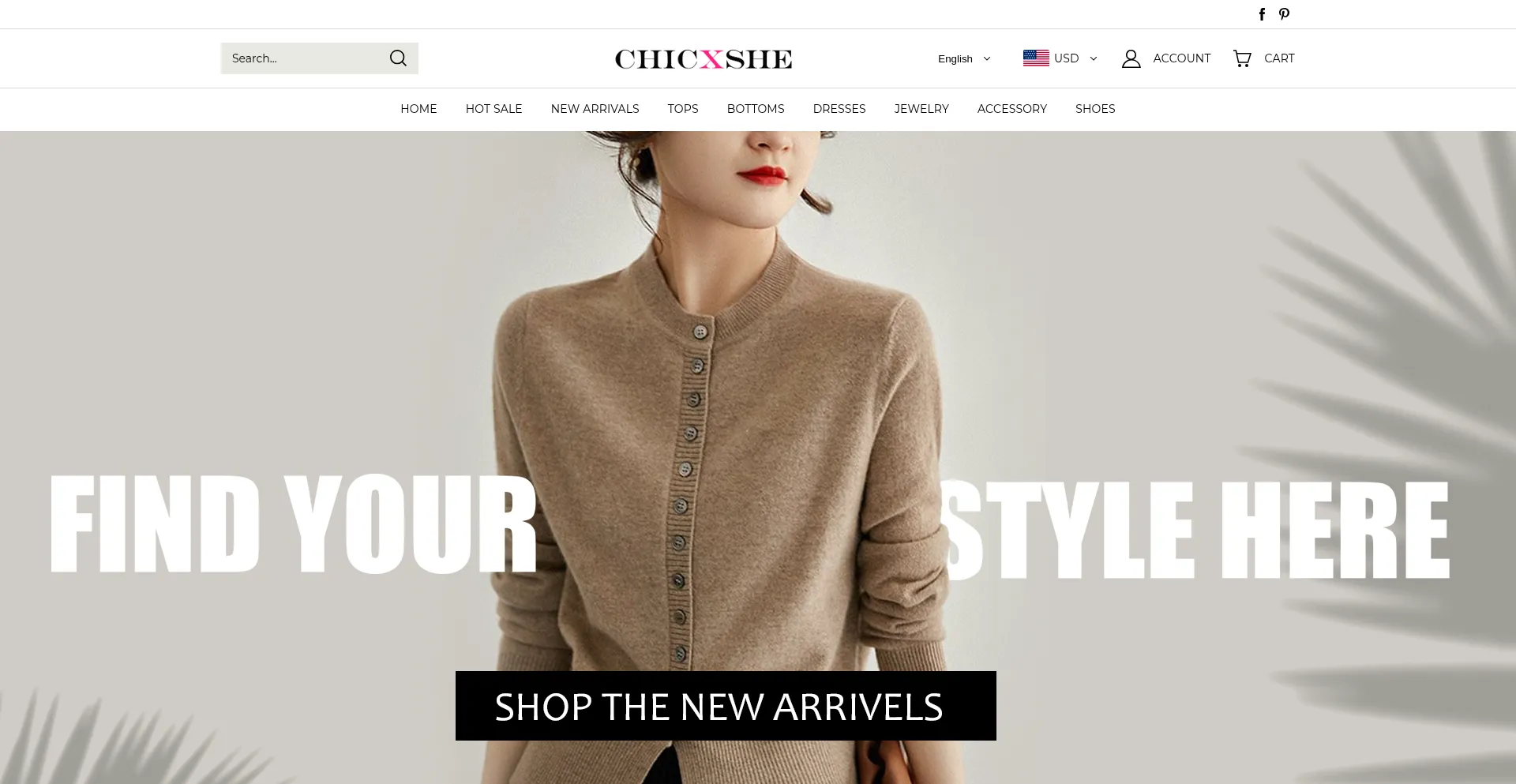 Website screenshot of Chicxshe.com